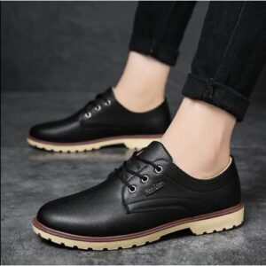 Leather Low-Top Shoes - Dark Black