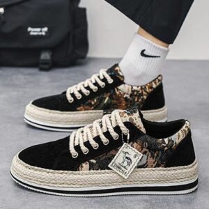 Men’s Black Canvas Fashion Sneakers